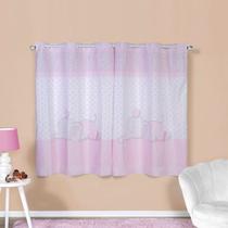 Cortina Infantil 2,00x1,50 Estampa Bebê Quarto Elefante Rosa