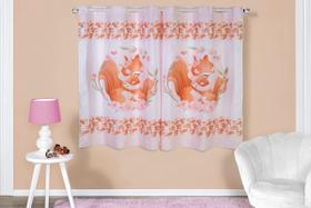 Cortina Infantil 2,00x1,50 Estampa Bebê Quarto Esquilo Rosa