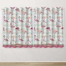 Cortina Infantil 2,60x1,50 Flamingo Decoração Quarto Criança- IMPAKTO VISUAL