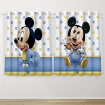 Cortina Infantil 2,60x1,50 Mickey Baby Decoração Quarto Criança- IMPAKTO VISUAL