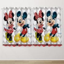 Cortina Infantil 2,60x1,50 Mickey e Minnie 01 Decoração Quarto Criança- IMPAKTO VISUAL