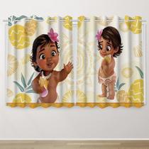 Cortina Infantil 2,60x1,50 Moana Baby Decoração Quarto Criança- IMPAKTO VISUAL