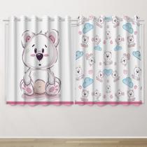 Cortina Infantil 2,60x1,50 URSO Decoração Quarto Criança- IMPAKTO VISUAL