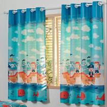 Cortina Infantil Blackout Santista 280CmX180Cm Azul Piratas