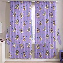 Cortina Infantil Buettner Microfibra 100% Poliéster Fulanitos Flower Lilás