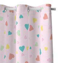 Cortina Infantil Coração para Quarto de Meninas 2,80mx2,15