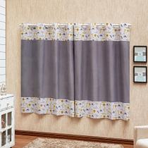 Cortina Infantil Criança Estampada Unisex Cinza Bichinhos