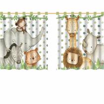 Cortina Infantil Decoração Quarto Safari Animais 2,80x1,40m - Mands Decor