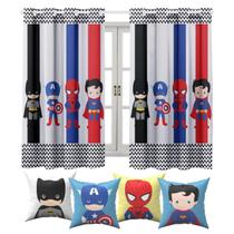 Cortina Infantil Herois Kids 2.00 X 1.50 + 4 Capa Almofada