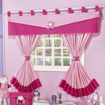 Cortina infantil para quarto de menina pink com rosa de 2 metros