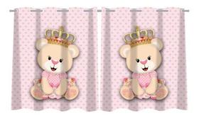 Cortina Infantil Princesa Ursa 3d Alta Qualidade 2,60 X 1,50