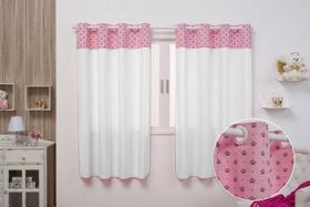 Cortina Infantil Quarto Bebe 2,80X1,70M Branca Coroinha Rosa