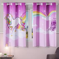Cortina Infantil Quarto De Criança 2,00M X 1,30M Unicórnio