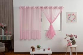 Cortina Infantil Quarto De Criança Bebê Voal Princesa Coroa Rosa