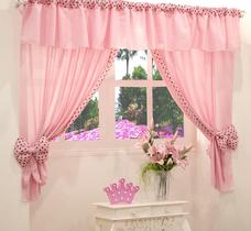 Cortina Infantil Quarto Menina 1 Peça Ursinha Rosa