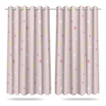 Cortina Infantil Quarto Menina Estrelas 2,60x1,50m Mod03