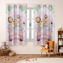 Cortina Infantil Safari Baby 2.00x1.40 Blackout Corta Luz Decoração, Menino, Menina, Quarto, Baby, Bebe