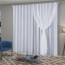 Cortina Inovi 2,80m X 2,60m LInho Bordado com Forro Blecaute