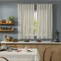 Cortina Interlar de Renda para Cozinha Valencia com Bando 200mx120m Marfim