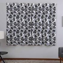 Cortina Ipanema Jacquard Estampado 2,00x1,70m para Sala Quarto Varão 2M - Folhagem Cinza