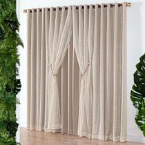 Cortina Iris 3 Metros Semi Blackout Sala Quarto para Varão - Bege - 100% Poliéster