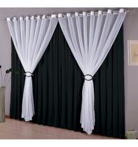 Cortina Istambul 300x250cm Com Voal Preto E Branca Sultan