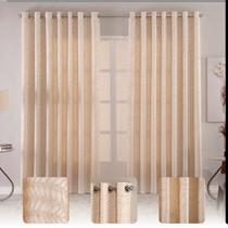 Cortina Jacquard 3,00x2,50 Acabamento Qualidade na Cor Palha