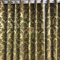 Cortina Jacquard Blackout Dourada c/ Preto 5,60m X 2,50m