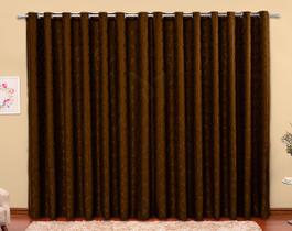 cortina jacquard marron semi blackout em tecido 4,00x2,50