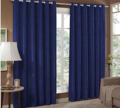 Cortina Jacquard Sala e Quarto 2,00x1,80 Azul Ilhós Quadrado Cromado Cortina Jacquard Sala e Quarto 2,00x1,80 Azul Ilhós Quadrado Cromado