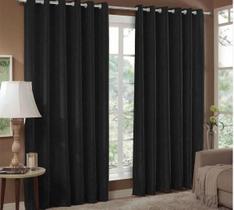 Cortina Jacquard Sala e Quarto 3,00x2,50 Preto Ilhós Quadrado Cromado Cortina Jacquard Sala e Quarto 3,00x2,50 Preto Ilhós Quadrado Cromado