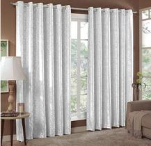 Cortina Jacquard Sala e Quarto 5,00x2,50 Branco Ilhós Quadrado Cromado Cortina Jacquard Sala e Quarto 5,00x2,50 Branco Ilhós Quadrado Cromado