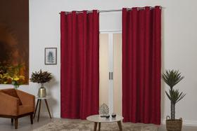 Cortina Jacquard Semiblackout 4M Vermelho Desenhada