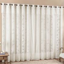 Cortina Jade para Trilho Comum Tecido Renda Floral 4,00m x 2,50m Sala Quarto - Palha Cortina Jade para Trilho Comum Tecido Renda Floral 4,00m x 2,50m Sala Quarto - Palha