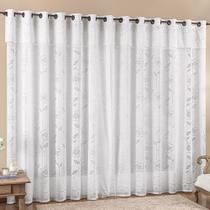 Cortina Jade para Trilho Suisso Max Tecido Renda Floral 2,00m x 2,50m Porta Balcão - Branca Cortina Jade para Trilho Suisso Max Tecido Renda Floral 2,00m x 2,50m Porta Balcão - Branca