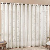 Cortina Jade Renda Floral 2,00M X 2,50M Porta Balcão Palha