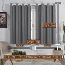 Cortina Janela 2 Metros Blackout De PVC 2,80x1,70 Cinza