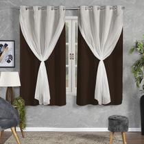 Cortina Janela Quarto Tecido Blackout Com Voil 2,00 x 1,40