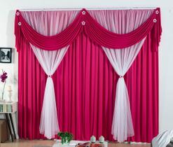 Cortina Jessica de 2m com Voil Para Quarto, Sala para Varão Simples - Pink