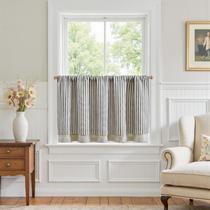 Cortina Jinchan de Lino a Rayas Doble Capa 61x124 cm