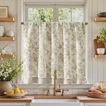 Cortina Jinchan de Lino Floral 91x36cm Doble Capa