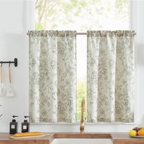 Cortina Jinchan Floral de Lino, 91x36 cm, 2 Paneles