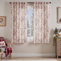 Cortina jinchan Linen Blend Floral 137x137cm Vermelha de Natal