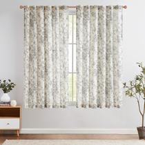Cortina jinchan Linen Blend Floral 160x160cm com bolso de haste