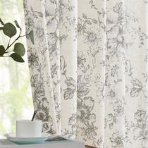 Cortina jinchan Linen Blend Floral 240x110 cm com bolso de haste