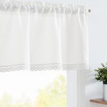 Cortina Jinchan Linen Valance 16" com acabamento em renda branca Cortina Jinchan Linen Valance 16" com acabamento em renda branca