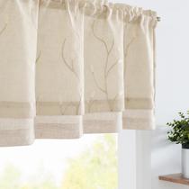 Cortina jinchan Linen Valance Sheer Leaf bordada 46x46cm Cortina jinchan Linen Valance Sheer Leaf bordada 46x46cm