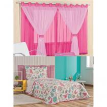 Cortina Juvenil Quarto Menina E Colcha Matelada Coruja - Pink - 100% Poliéster Cortina Juvenil Quarto Menina E Colcha Matelada Coruja - Pink - 100% Poliéster