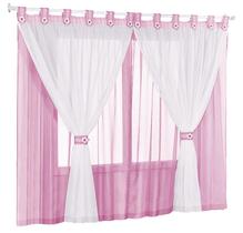 Cortina Juvenil Varão Simples 2,00m x 1,70m na Cor Rosa com Branco Cortina Juvenil Varão Simples 2,00m x 1,70m na Cor Rosa com Branco