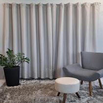 Cortina KazzaVip Renda 100% Poliéster Clássica Olímpia para Sala Quarto Com Forro 3,50m x 2,20m Prata Escuro